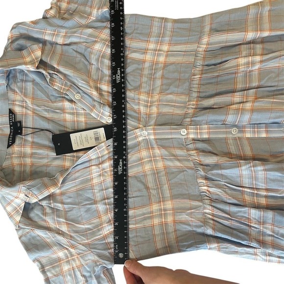 Veronica Beard Plaid Shirt Dress Tiered Ruffle Long Sleeve Button Blue Womens S - Picture 8 of 12